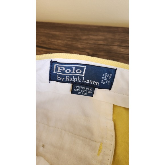 Polo Ralph Lauren Mens Preston Pants Yellow Straight Chinos Vtg 90s Size 33X30 - Picture 4 of 8